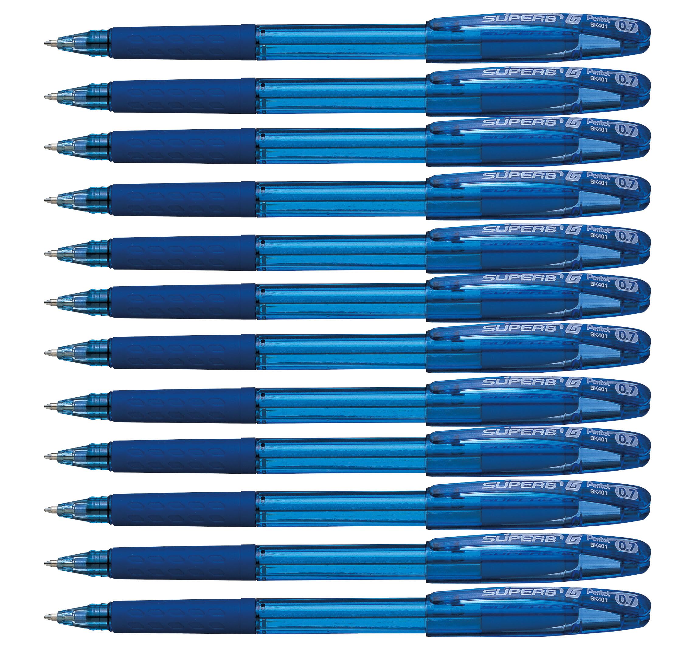 Pentel Recycology 0.7mm Superb Grip Ballpoint Pen - Blue (Pack of 12)