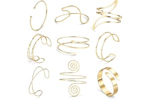 SAMOCO 9Pcs Gold Arm Cuff Jewelry for Women Upper Arm Cuff Bracelets Bangle Armlet Adjustable Armband Cuff Bracelet Set Jewelry