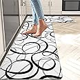 Amazon.com: tubeamin Black White Kitchen Rugs Set of 2 Grey Abstract ...
