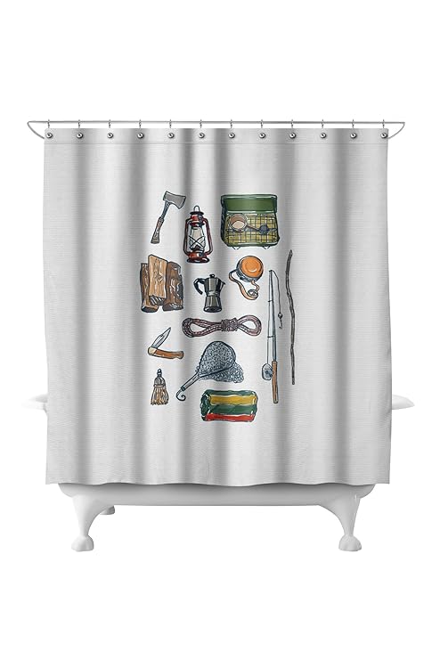 Camping Gear Icon 71x74 Polyester Shower Curtain Amazon In