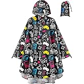 OlyPegic Kids Rain Poncho with Hooded Reusable Waterproof Lightweight Ponchos Kids Boy Girl Raincoat Outwear