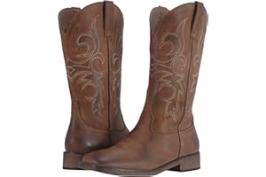 SheSole Cowgirl Boots for Women Square Toe Mid Calf Embroidered Fashion Western Cowboy Boots