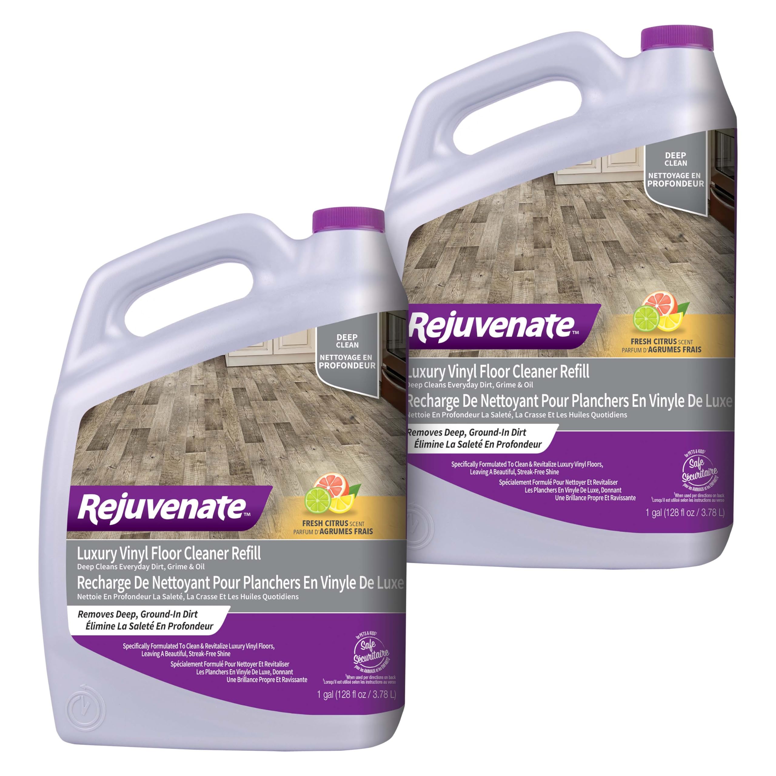 Rejuvenate Luxury Vinyl Floor Cleaner Refill, 1 Gallon, Gently Cleans and Revitalizes Luxury Vinyl Floors, 2 Pack Image