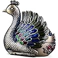K COOL Peacock Metal Ashtray with Lid, Windproof Portable Cigarette Ashtray for Indoor or Outdoor Use, Ash Holder for Smokers, Desktop Smoking Ash Tray for Patio Porch Reception Decoration (Bronze)