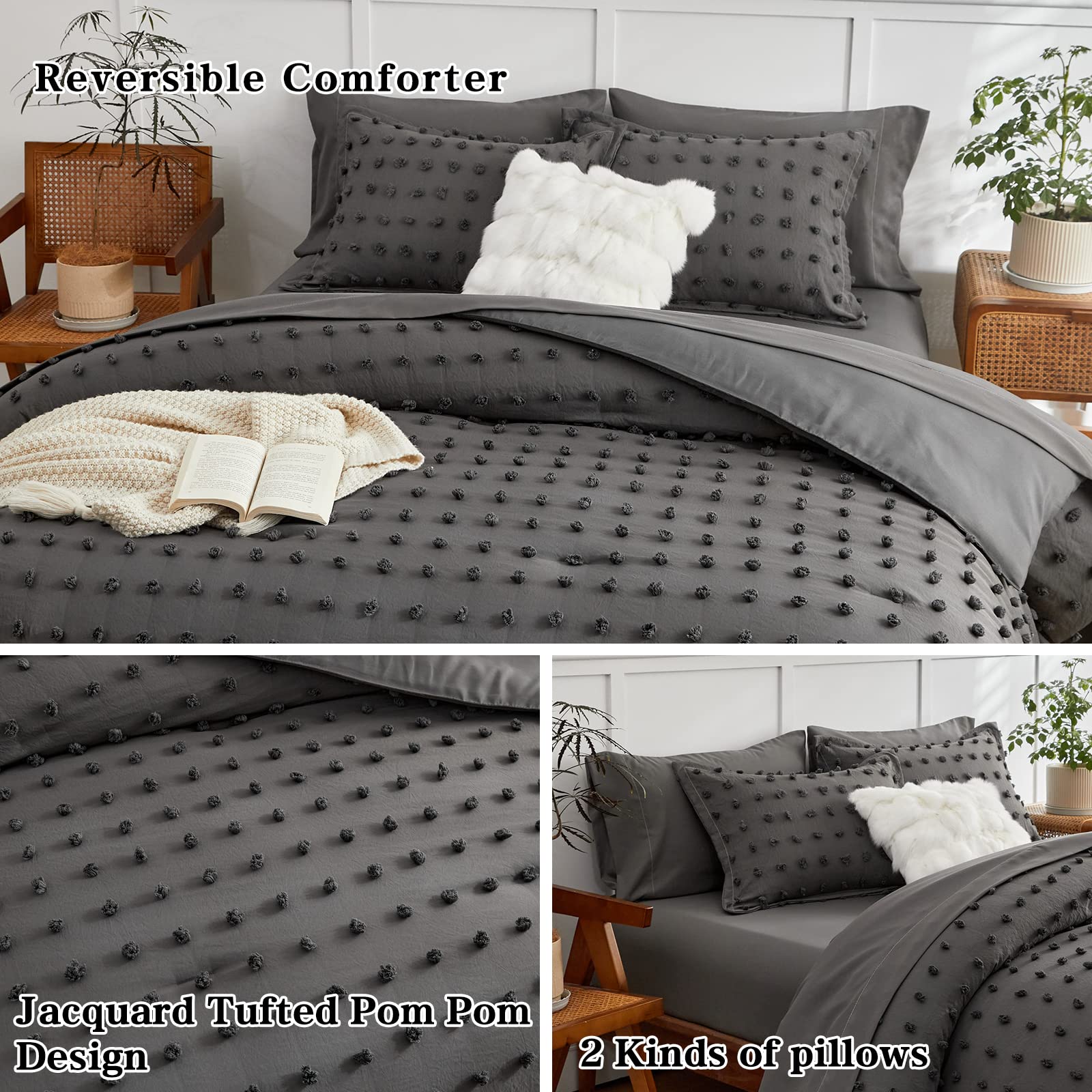 7 Pieces Tufted Dots Bed in a Bag King Comforter