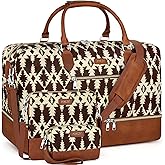 Weekender Bag for Women, Travel Duffel Bag Carry On Overnight Bag with Shoe Compartment Large Nylon Travel Weekend Tote Bag