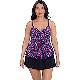 Trimshaper Womens Double Layer Leona Swim Tankini Top with Built-in Molded Cups