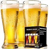 PARACITY Beer Glasses 14 oz, Pint Glasses Set of 4, Pilsner Wheat Beer Glasses, Glasses Drinking Set, Glassware Gift for Men