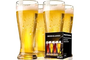 PARACITY Beer Glasses 16 oz, Pint Glasses, Wheat Beer Glasses, Glasses Drinking Set, Glassware Gift for Men (4)