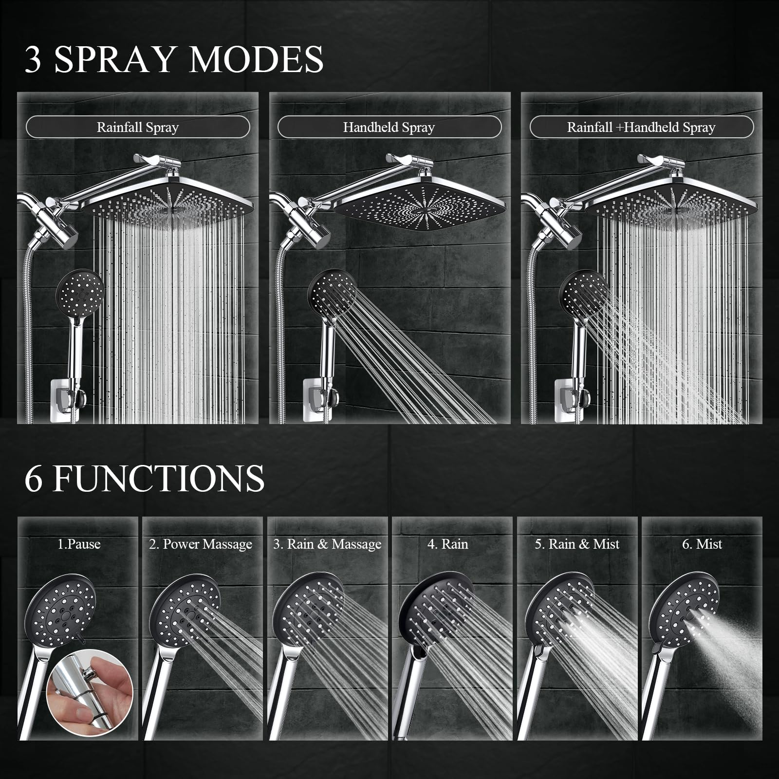 Mua Veken 11.8 Inch High Pressure Rain Shower Head Combo with Extension ...