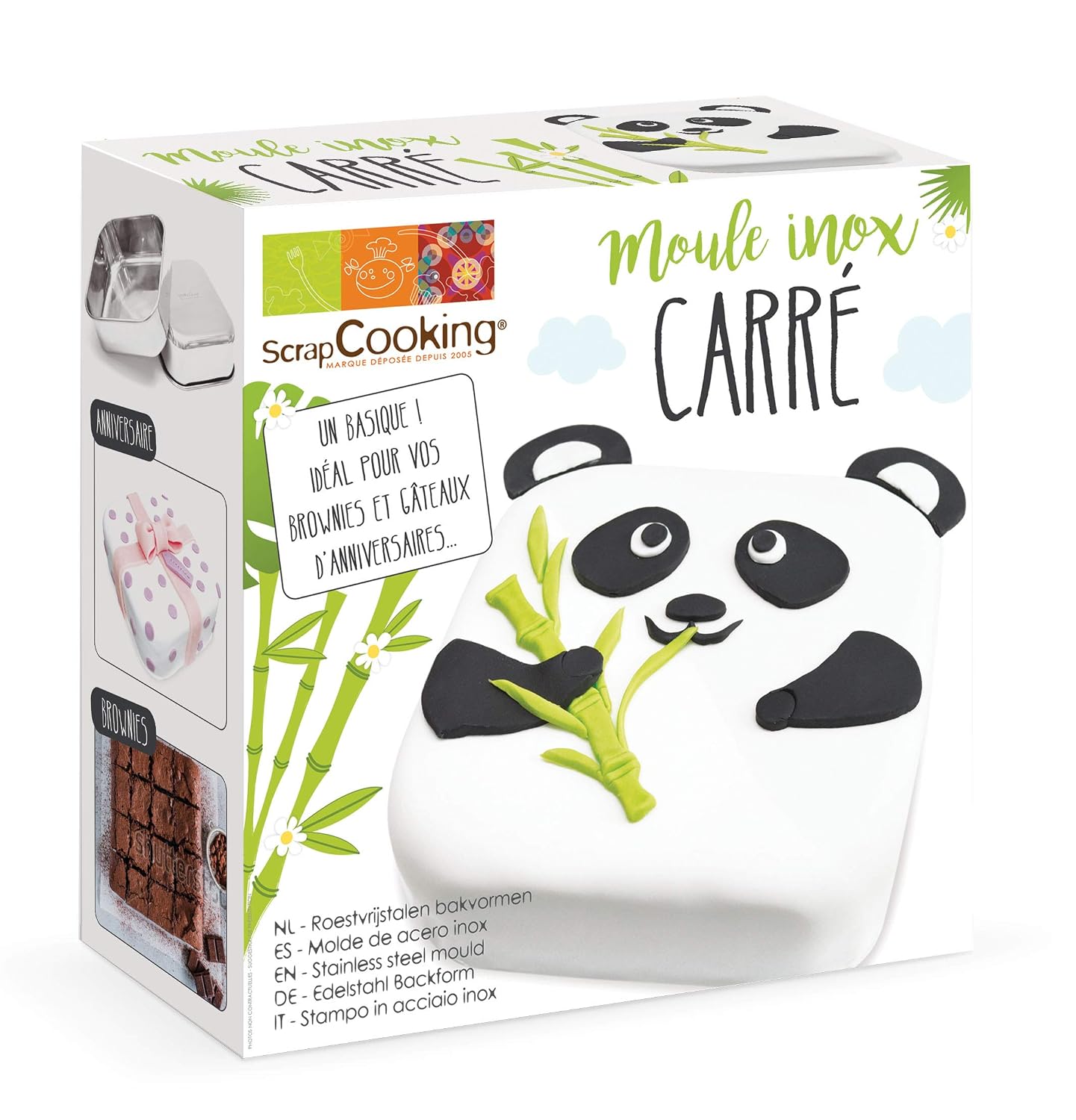Patisserie Moules Carres Et Rectangulaires Napravi Rs Scrapcooking 1908 Moule Carre Inox En Boite Pour Brownies Et Gateaux Danniversaire Panda 21 Cm X 21 Cm X 8 Cm