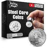 Ted's Sterling Magic Trick Steel Core Coins, Gaffed Quarter | Video learning link included. Features a steel core for magnetic tricks and sleight-of-hand routines. Magnet not included.