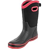 Ubon Rain Boots for Women Waterproof, Insulated Neoprene Rubber Boots Mid Calf, Pull On Mud Boots Gardening Farm Barn Shoes