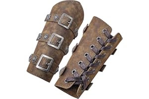Jeilwiy Viking Bracers Medieval Leather Bracers Arm Armor Cuff Leather Gauntlet Wristband Punk Arm Guards for Men Women 2Pack