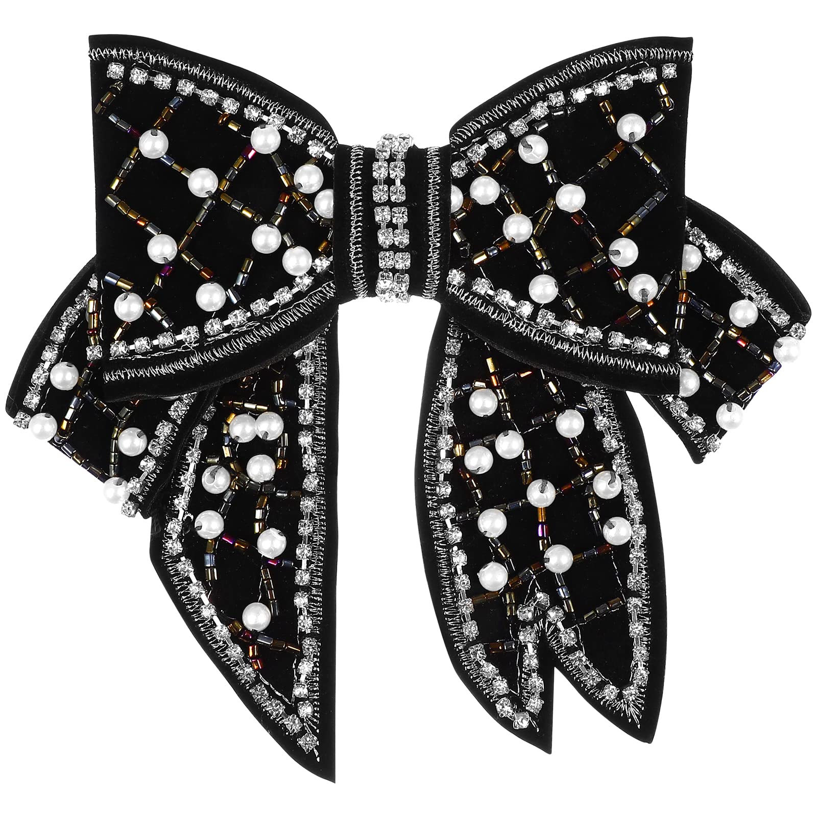 SOIMISS Bow Hair Clip Rhinestone Pearl Bowknot Alligator Hairpin Stylish Hair Accessories for Wedding Party Elegant Women Girls