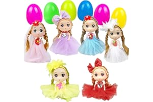JIABNUKKN Easter Basket Stuffers Eggs Filled 6 Pack Large Eggs with Cute Dolls Inside, Easter Gifts Colorful Easter Egg Stuffers for Toddlers Kids EasterToys