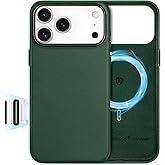 SHIELDON Genuine Leather Case for iPhone 17 Pro Max 6.9" 2025 | [Camera Button Updated], Compatible with Magsafe, Magnetic Wireless Charging, Slim Fit, Shockproof, Protective Phone Cover - Evergreen