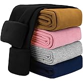KEREDA Girls Fleece Lined Leggings Winter Warm Pants for Kids 3-14 Years