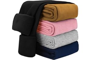 KEREDA Girls Fleece Lined Leggings Winter Warm Pants for Kids 3-14 Years