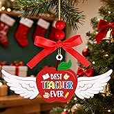 Easter Angel Teacher Ornaments Wooden Hanging Angel Wings Ornament Teacher Theme Xmas Tree Decorations for Home Crafts Teacher Lovers Family Holiday Party Supplies