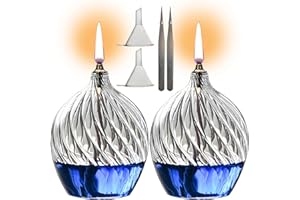 GXFCCYXT 2Pcs Refillable Liquid Petite Glass Oil lamp, Sturdy Borosillicate Glass Oil Candle, Unique Internal Thread Appearance for Fine Dining & Restaurants or Home