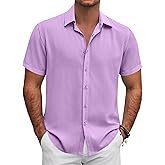 COOFANDY Men's Button Down Shirt Short Sleeve Casual Shirts for Summer Beach Vacation Shirts