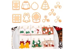 Puocaon Christmas Polymer Clay Cutters - 11 Pcs Snow Globe Sweater Bell Christmas Tree Stamp Clay Cutters for Earrings Jewelr