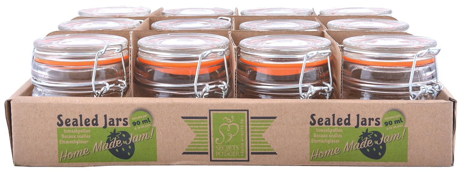 Esschert Design C2050 12 Piece Flip-Top Jar Set, Small, Glass