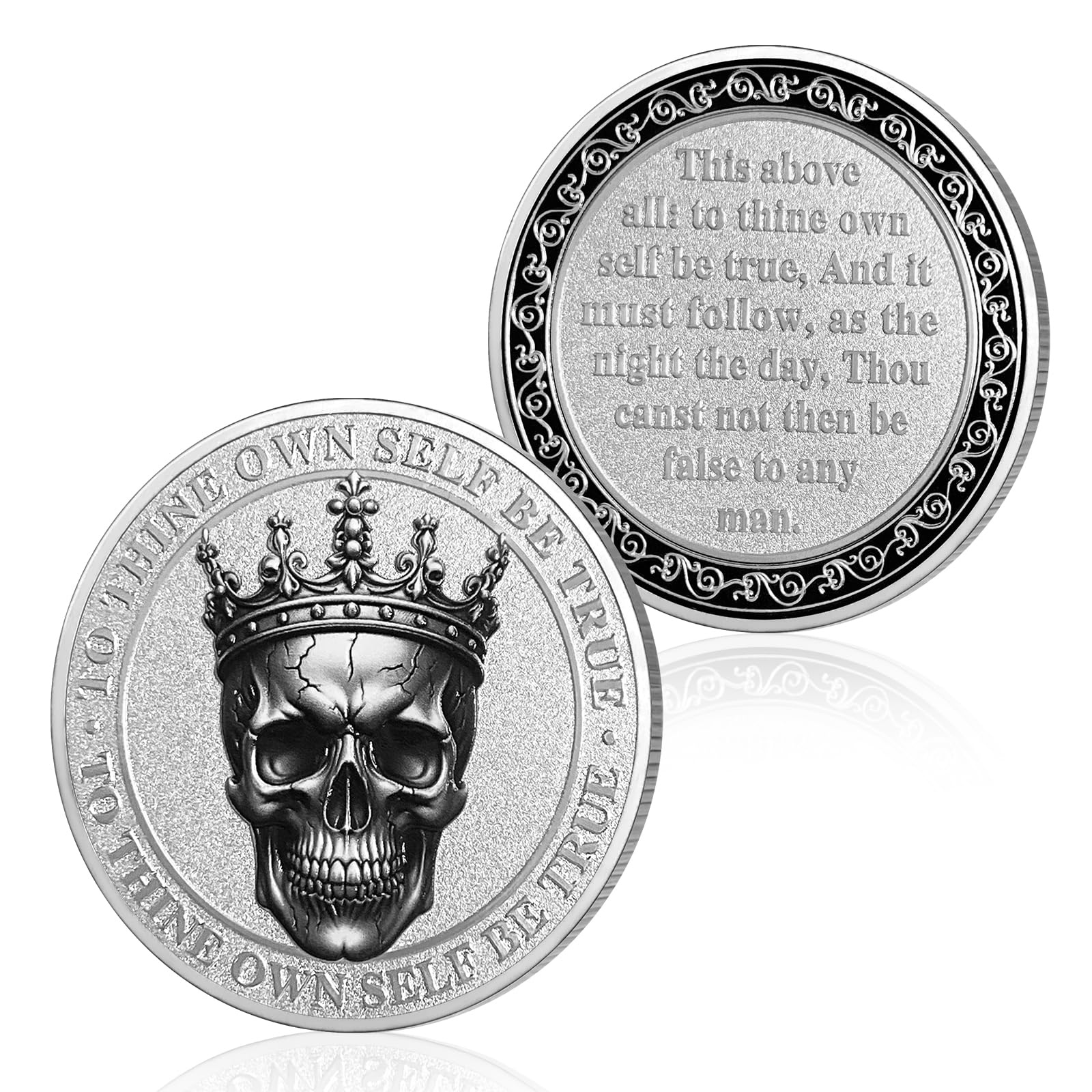 Crown Skull Sobriety Coin | Recovery Coin for Alcoholics Anonymous and Narcotics Anonymous - Celebrate Sobriety Milestones and Achievements, Non-Religious Sobriety Gifts for Men & Women