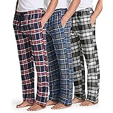 Real Essentials 3 Pack: Men's Soft Cotton Flannel Pajama Pants PJ Lounge Bottoms Elastic Waist Pockets (Big and Tall)