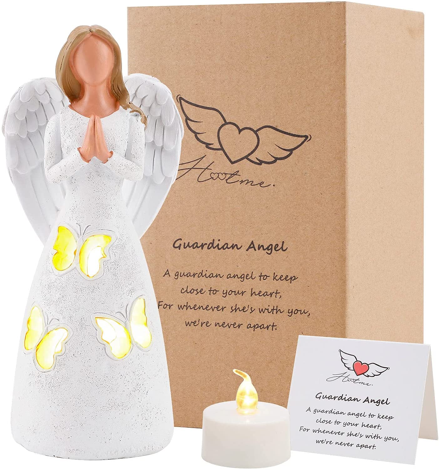 Guardian Angel Figurine for Women Angel of Prayer Candle Holder Statue with Flickering LED Candle Sculpted Figure Angel Decor Gift for Remembrance, Gratitude, Sympathy, Bereavement or Friendship — image 1
