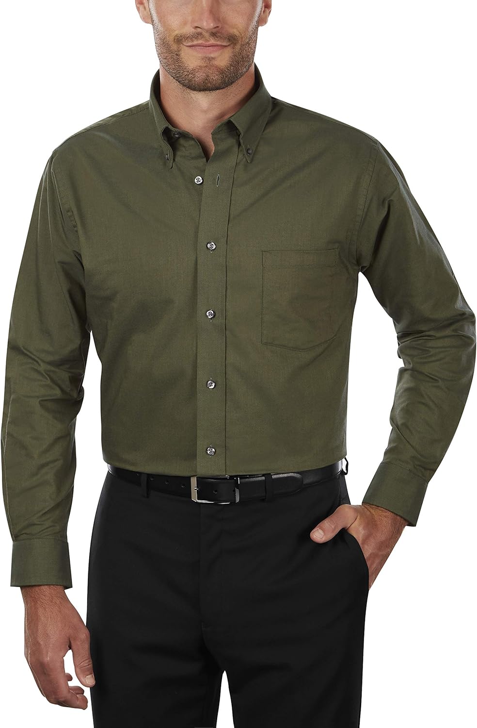 Van Heusen Men's Dress Shirt Regular Fit Oxford Solid Buttondown Collar at  Men’s Clothing store
