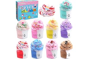 HAIXFORU 9 Pack Dual Color Butter Slime Kit for Girls,Non Sticky and Super Soft Sludge Toy,DIY Slime Party Favor for Boys,Birthday Gifts for Kids.