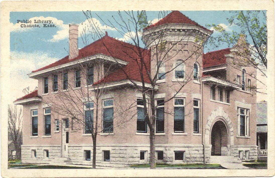 1910 Vintage Postcard Public Library Chanute Kansas