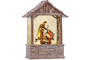 HOLYHOM Nativity Sets for Christmas Indoor, Nativity Scene Lighted Snow Globe, 8.5" Musical Christmas Decorations…