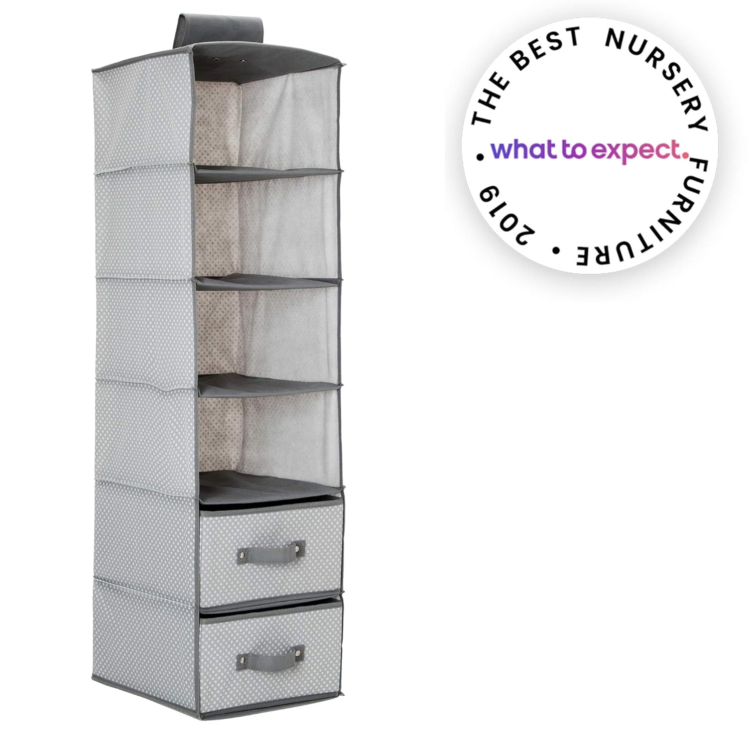 Delta Children 6 Shelf Hanging Wall Storage With 2 Drawers Dove