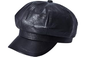 ZLYC Womens PU Leather Newsboy Caps Gatsby Cabbie Hat for Girls