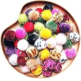 54 Pcs 15mm Colors Puff Ball Earrings Drop Charms Women Fashion Jewelry Charms Premium Small Fur Ball Pendant Charm For Women Made Dainty Phone Charms Jewelry Keychain Crafts DIY Accessories