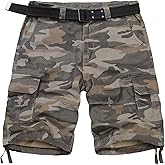 KOCTHOMY Men's Camo Cargo Shorts Cotton Relaxed Fit Casual Work Short with Multi Pockets No Belt.