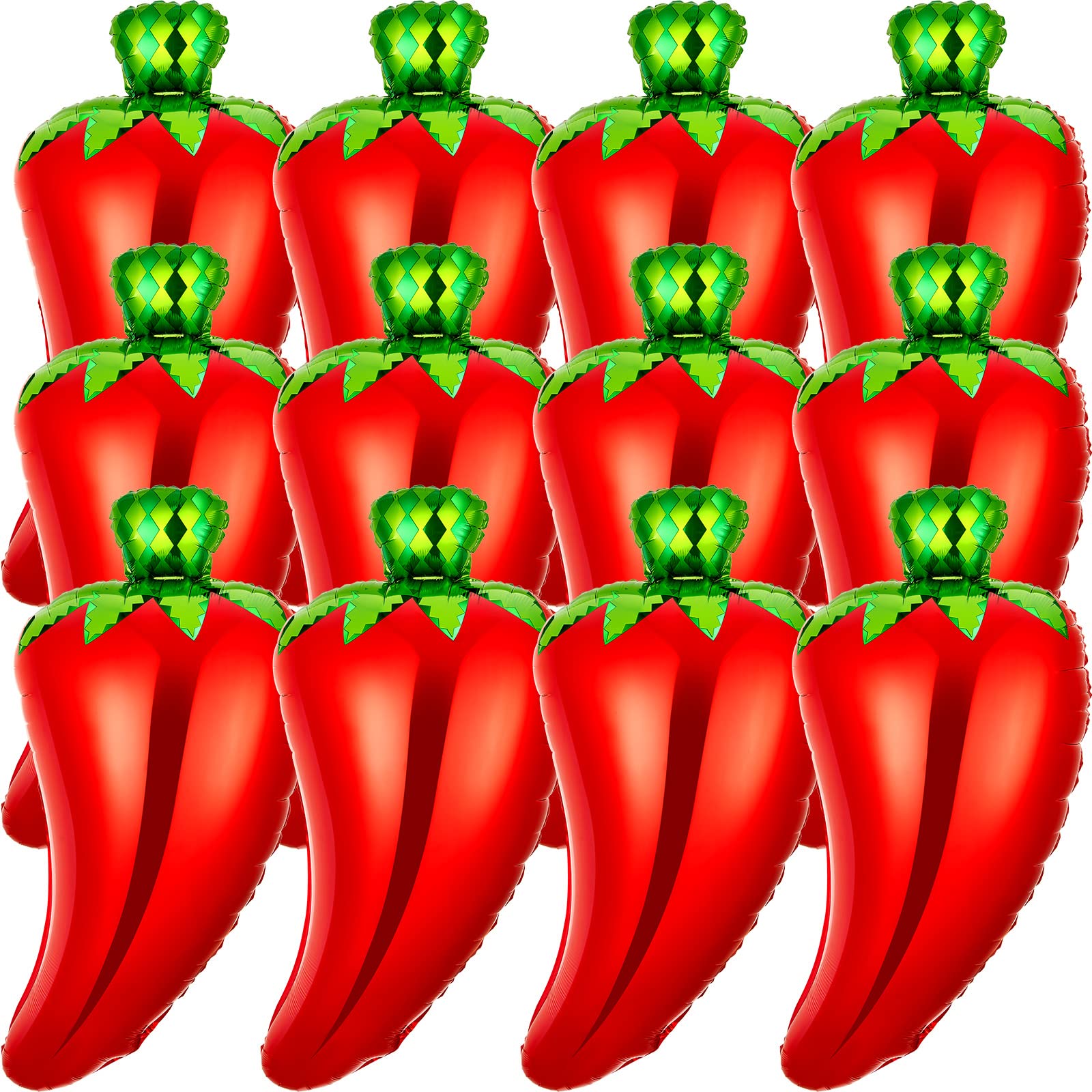 Photo 1 of 12 Pcs Chili Cook off Balloons Decorations Novelty Inflatable Chili Balloons Chili Shaped Foil Balloon Chili Pepper Decorations for Mexican Fiesta