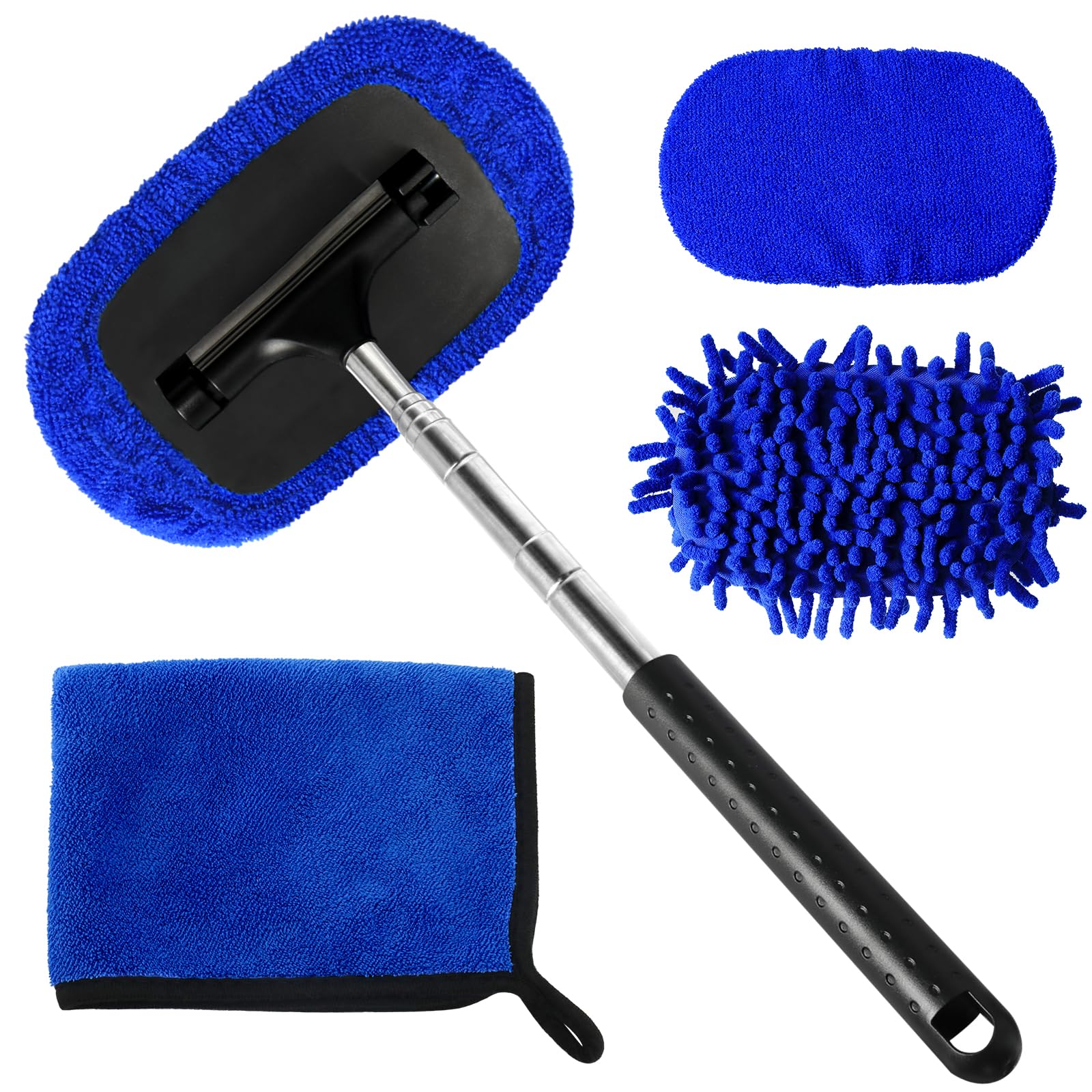Photo 1 of LeeLoon 5 PCS Windshield Cleaner Tool, 40 Inch Microfiber Windshield Cleaning Tool with Extendable Handle, Windshield Cleaner Auto Inside Glass Glass Wiper Kit with Washable Microfiber Pads and Cloth