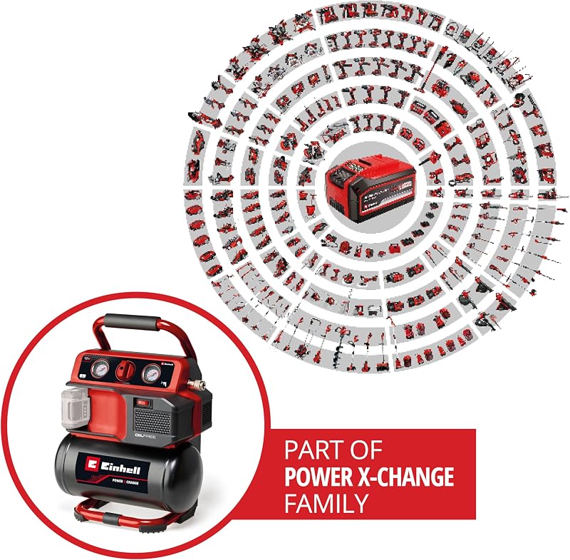 Compressor sem fio TE-AC 18/75 Li OF-Solo Power X-Change (18 V, máx. 8 bar, tanque de 5 l, potência de sucção de 75 l/min, 2 manômetros, isento de óleo, sem bateria)