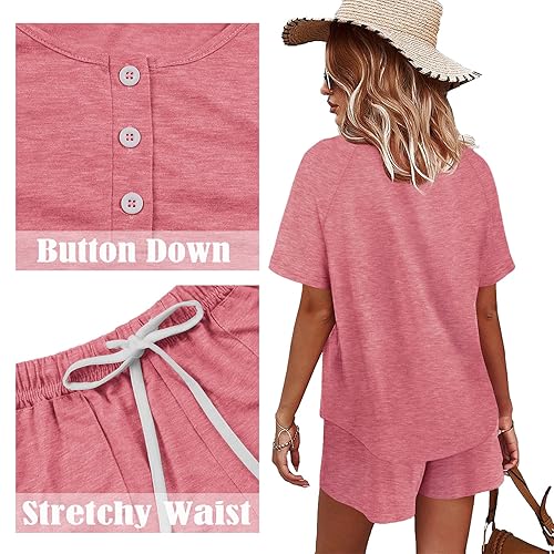 WIHOLL Lounge Sets Shorts Short Sleeve Track Suits for Women Set