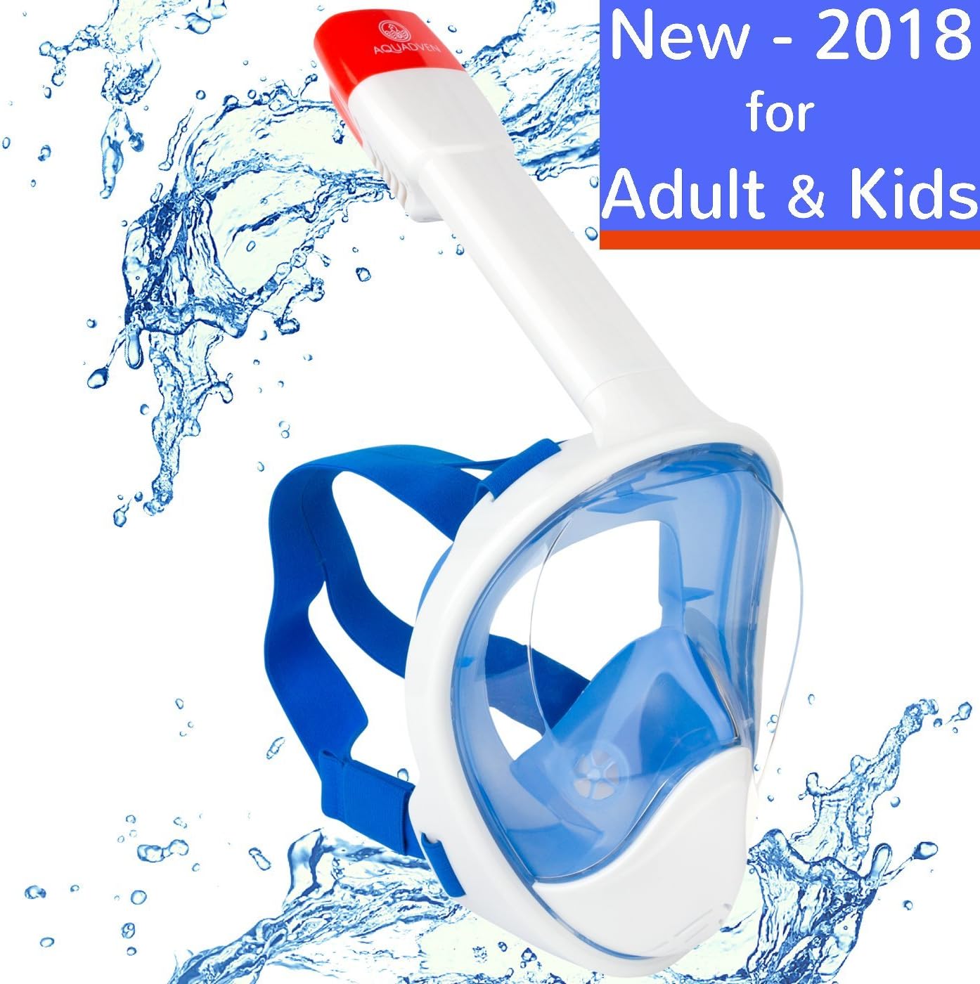 Full Face Snorkel mask – 180 Snorkel mask – Panoramic Snorkel Mask – Scuba Diving Snorkel Mask – Anti Fog – Flat Design – Longer Snorkeling Tube – Swim Breathe Easy Underwater – For Adults Youth Kids