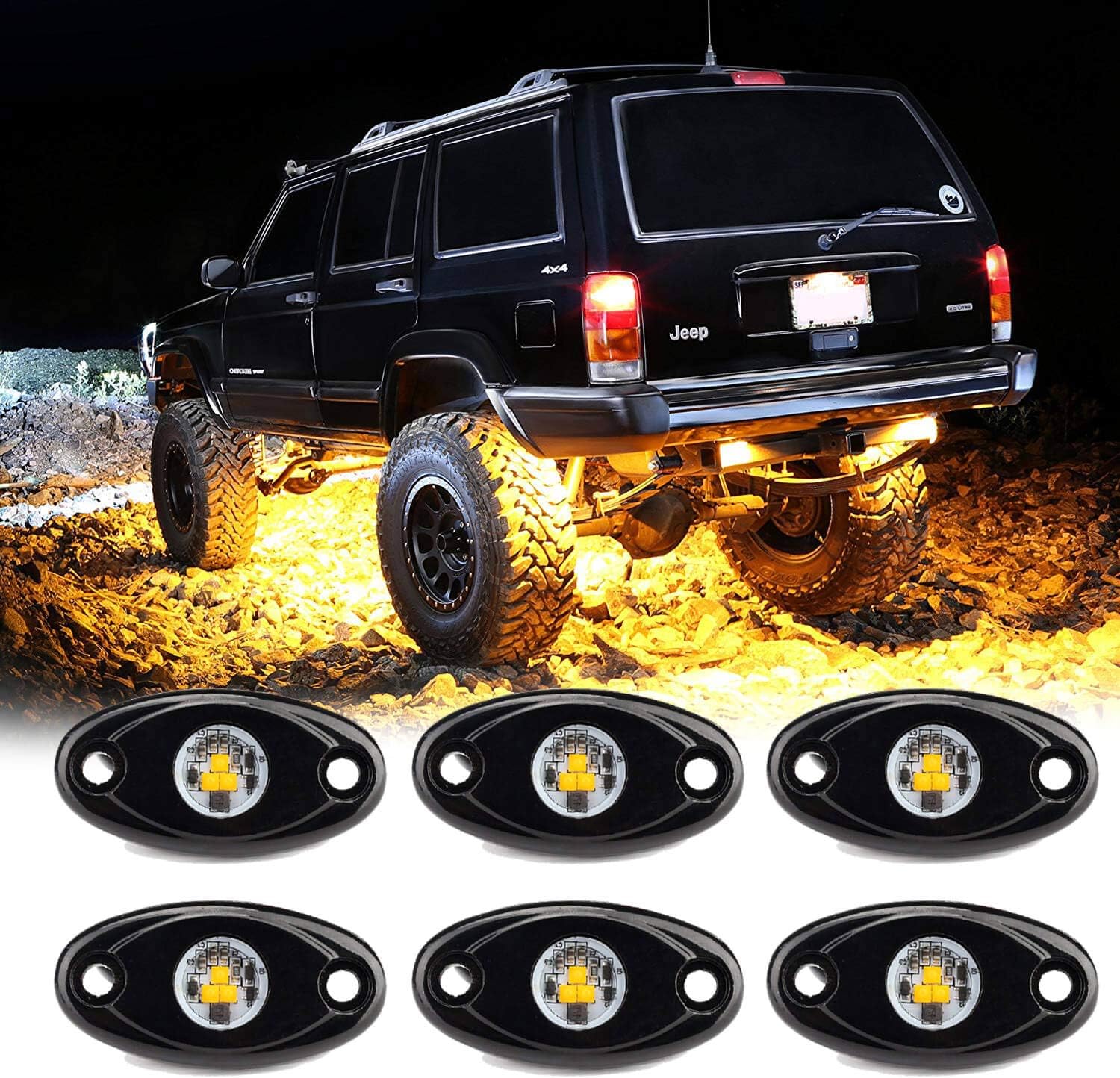 Super Bright Rock Light Kits with 6 Pods Lights Under Vehicle Cars Interior and Exterior