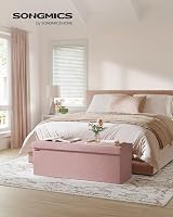 SONGMICS MAZIE Storage Ottoman Bench 110 cm Folding Foot Rest Jelly Pink view 2
