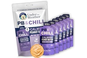 Under the Weather Pet PB & CHILL Dog Peanut Butter Dog Treats | Vet-Formulated 100% Natural and Tasty Calming Treats for Dogs | Promotes Calmness and Relieves Anxiety for Dogs | 1 Oz - Pack of 6
