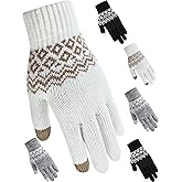 Tatuo 3 Pairs Winter Gloves Touchscreen Gloves Women Men Warm Mittens with Warm Wool Lined Short Full Finger Gift, 8 x 4 Inch