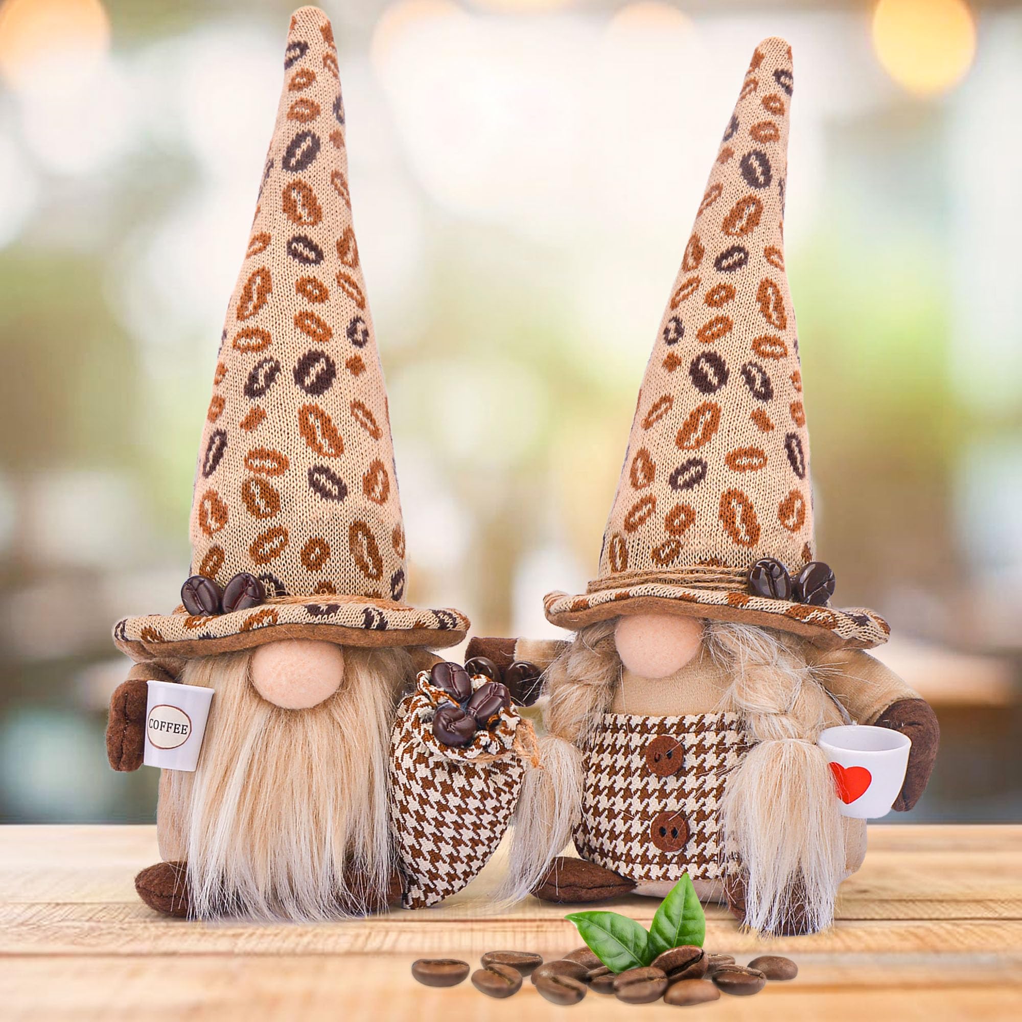 Photo 1 of 2Pcs Couple Coffee Gnomes Plush Decorations - Gift for Christmas, Birthdays, Valentine's Day, and Coffee Gnome Lovers, Ideal Coffee Bar Decor for Coffee Stations, Kitchens, and Coffee Shops