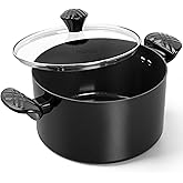 MICHELANGELO Stock Pot with Lid, 6 Quart Soup Pot with Lid, Nonstick Ceramic Cooking Pot with Stay-Cool Handle, Induction Compatible - 6QT, Black